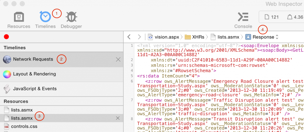 Safari Web Inspector POST Response